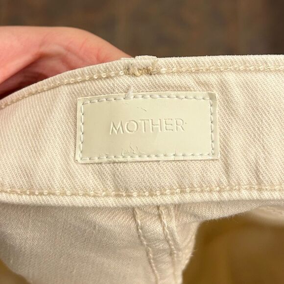 MOTHER The Insider Crop Step Fray Jeans in So Far Gone (Cream/Tan), Size 25 - Picture 7 of 10